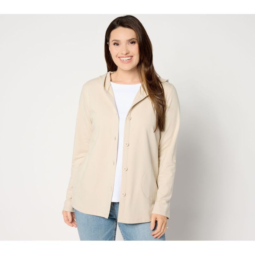 Denim & Co Hoodie Sweatshirt Cardigan